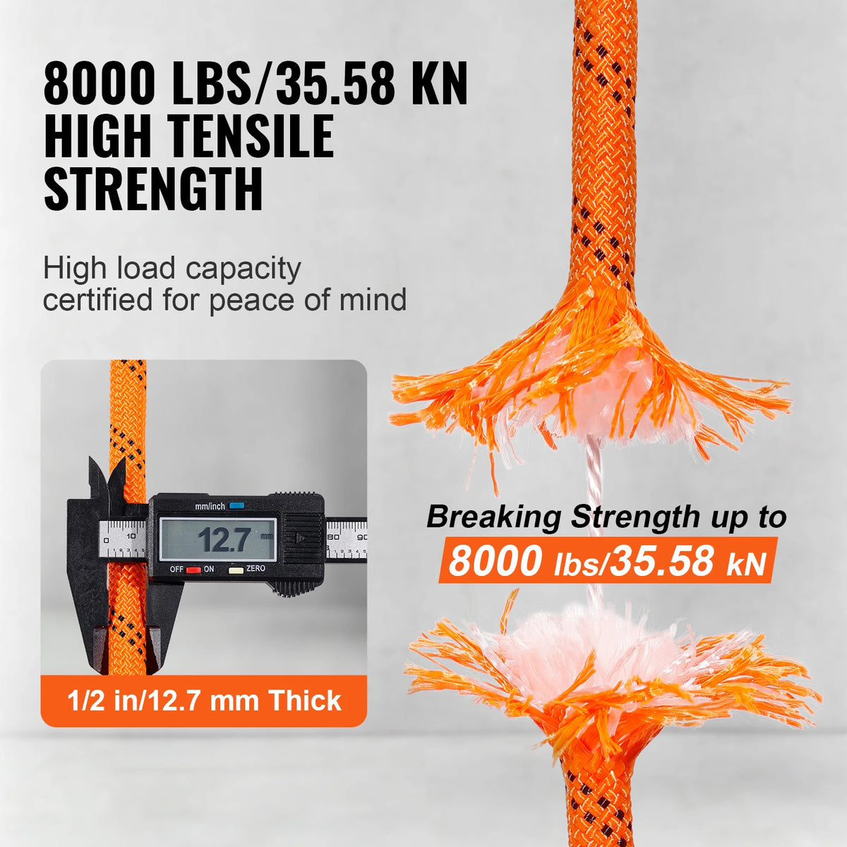 SucceBuy 220ft Dual-Weave Polyester Rope 48-Strand Outdoor Accessories Emergency Cord for Camping Swinging Rappelling