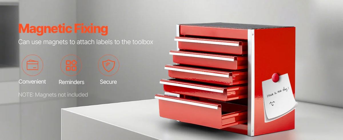 SucceBuy 5-Drawer 8.6in Metal Tool Box Red/Black Portable Small Tool Chest with PP Feet Pads for Garage Workshop Tools