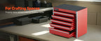 SucceBuy 5-Drawer 8.6in Metal Tool Box Red/Black Portable Small Tool Chest with PP Feet Pads for Garage Workshop Tools