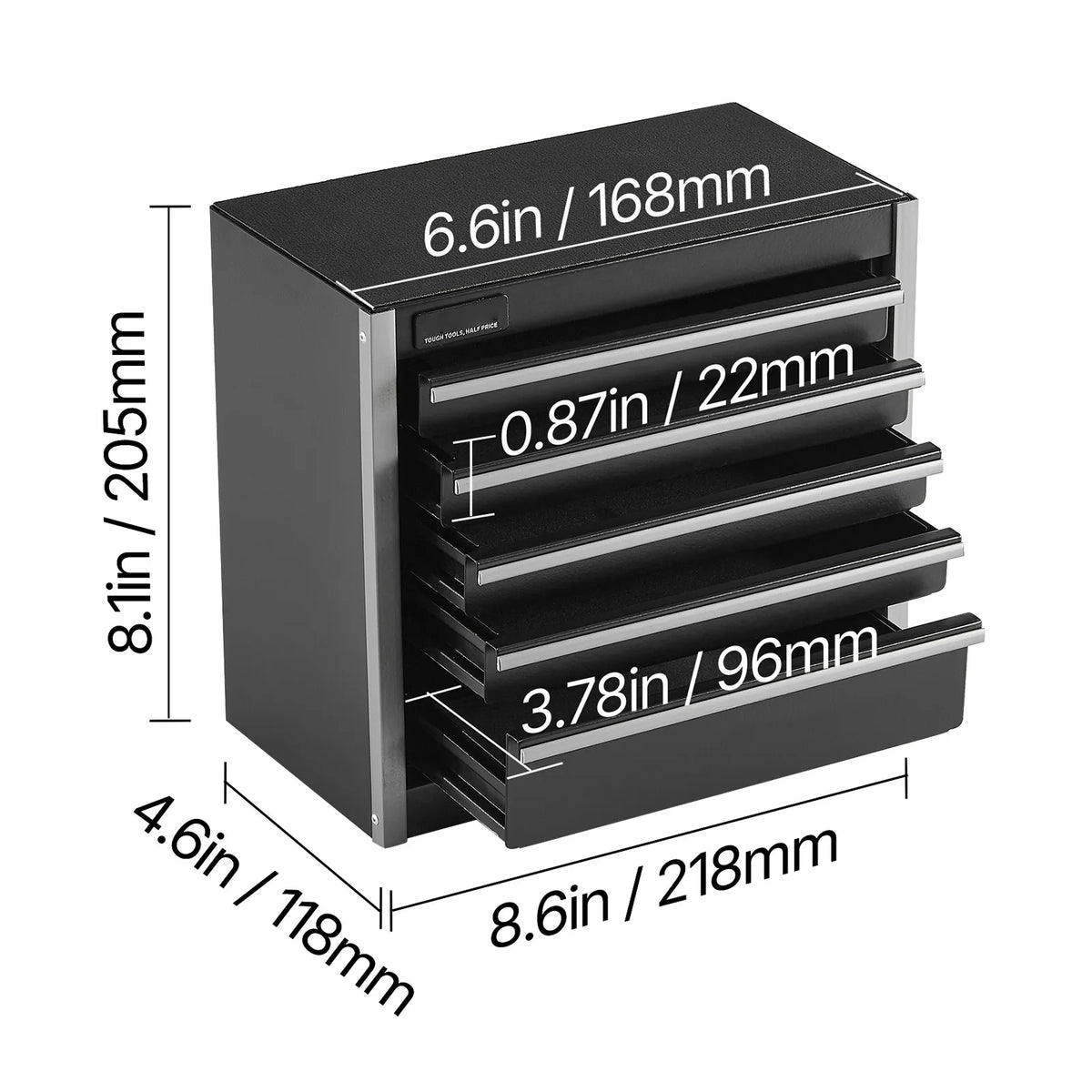 SucceBuy 5-Drawer 8.6in Metal Tool Box Red/Black Portable Small Tool Chest with PP Feet Pads for Garage Workshop Tools