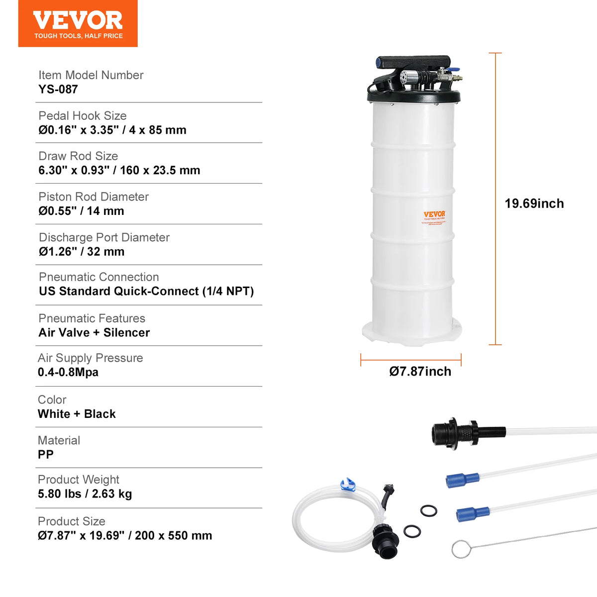 SucceBuy 6.5L/15L Pneumatic Fluid Extractor with Suction Hose Oil Changer Fuel Pump for Automotive Fluids Vacuum