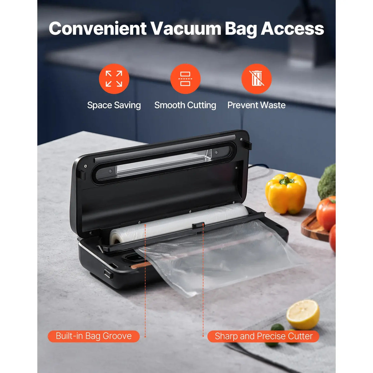 SucceBuy 80Kpa 120W Electric Vacuum Sealer Machine 7-in-1 Wet Food Sealer with Free 10pcs Vacuum Bags for Kitchen Food