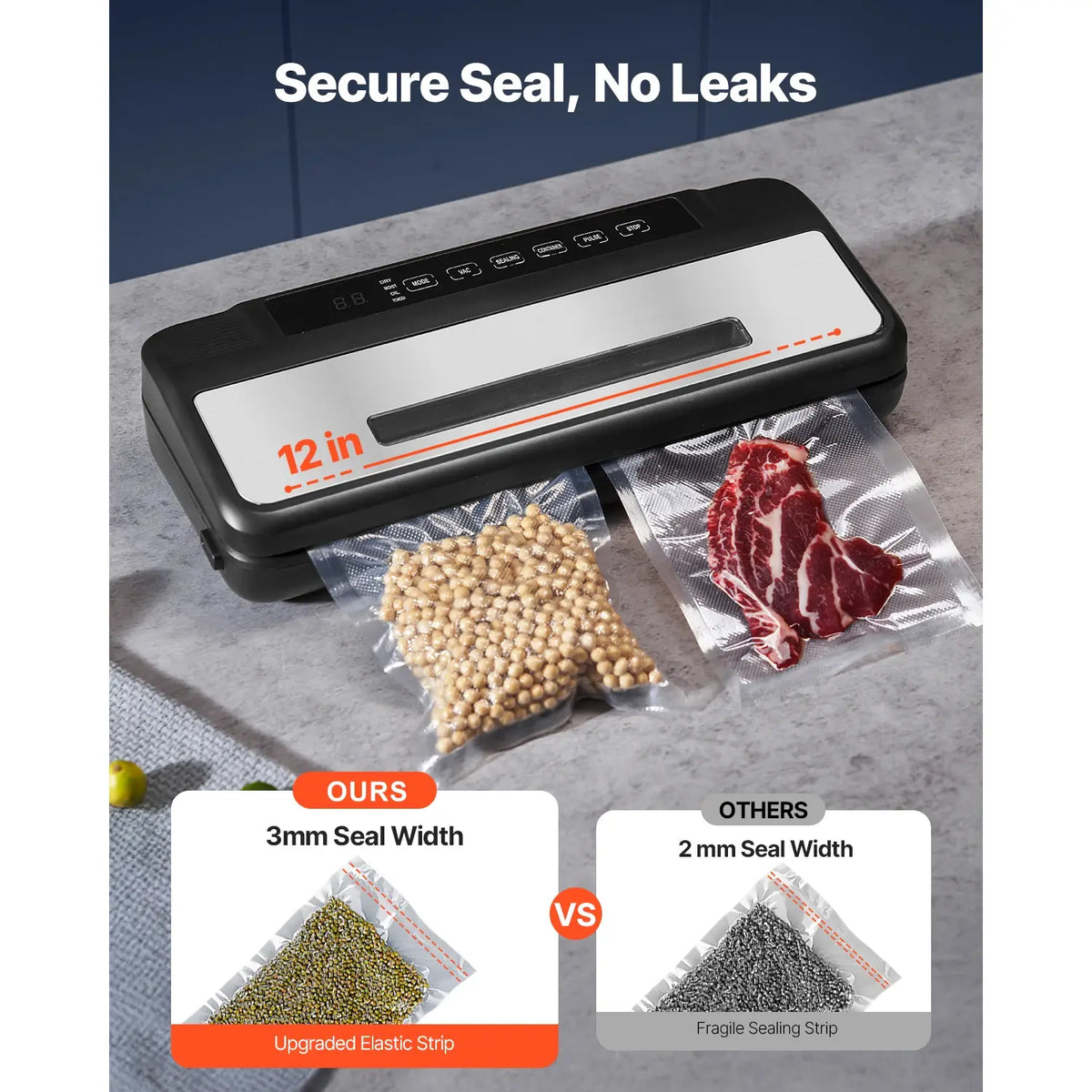SucceBuy 80Kpa 120W Electric Vacuum Sealer Machine 7-in-1 Wet Food Sealer with Free 10pcs Vacuum Bags for Kitchen Food