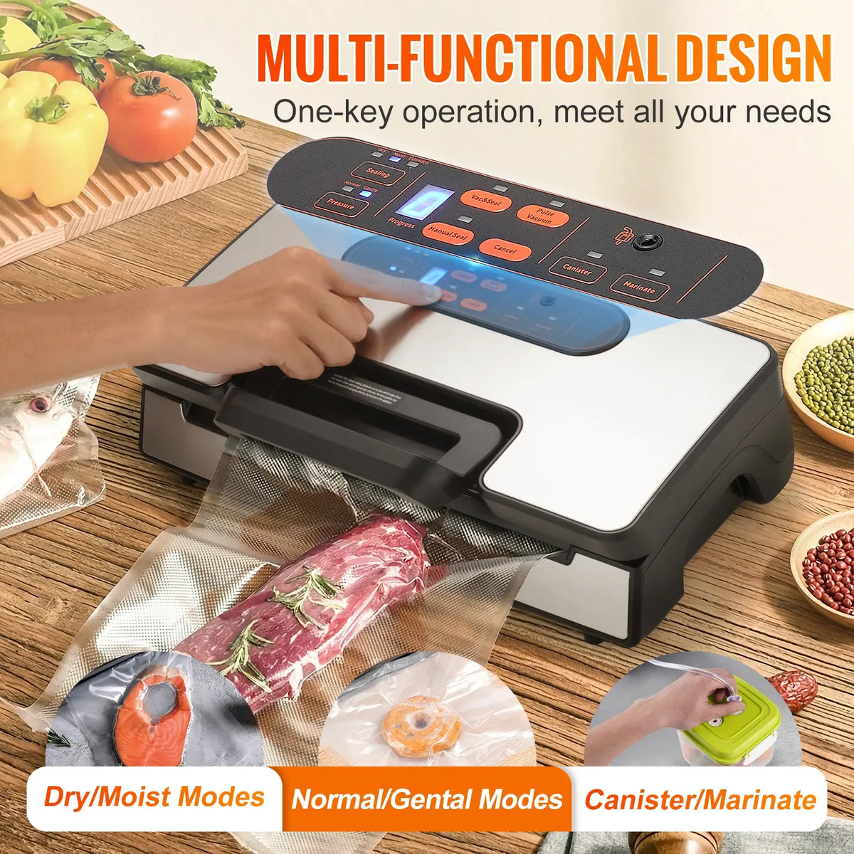 SucceBuy 90Kpa 130W Vacuum Sealer Food Packaging Machine with Free 10pcs Vacuum bags for Household Kitchen Vacuum Food Sealing - Nexvibe