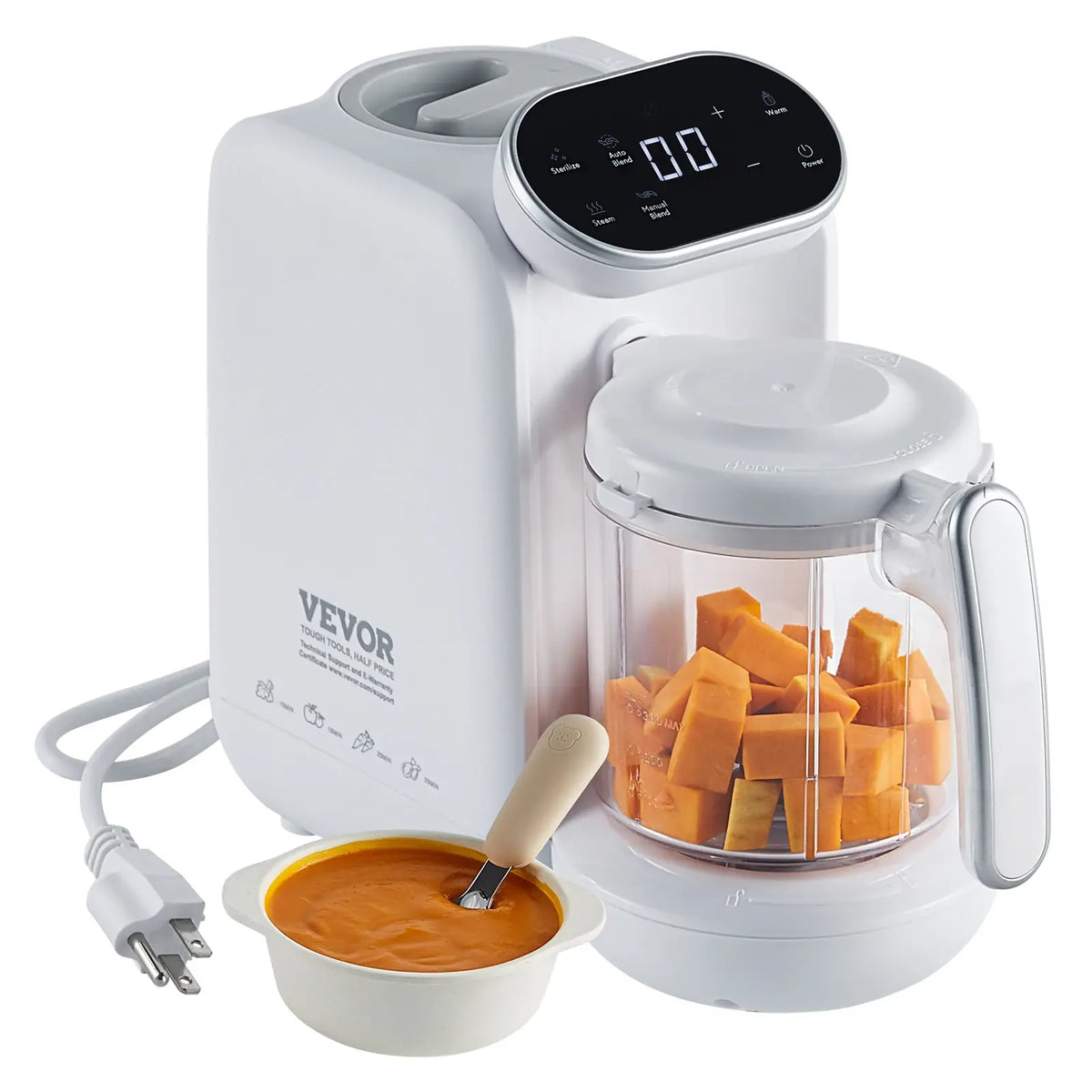 SucceBuy Baby Food Maker 430W with 750 ml Tritan Bowl SUS304 5 in 1 Blender Steamer Grinder for Food Fruit Vegetable Meat - Nexvibe