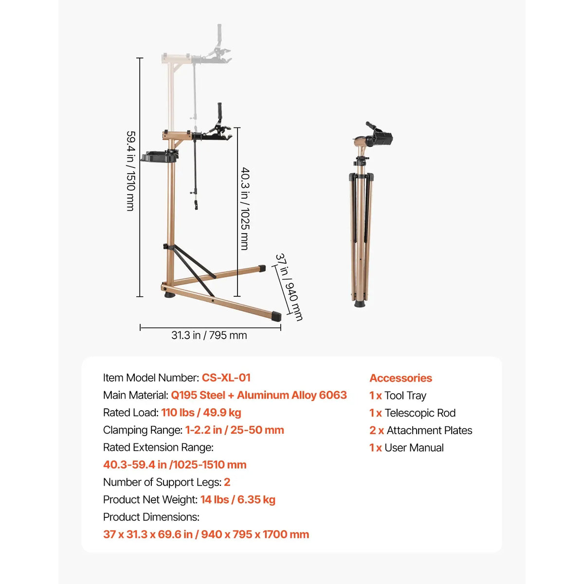SucceBuy Bike Repair Stand 66/85/88/110lb Heavy-duty Bicycle Work Stand Foldable Bicycle Maintenance Rack for Mountain&Road Bike - Nexvibe