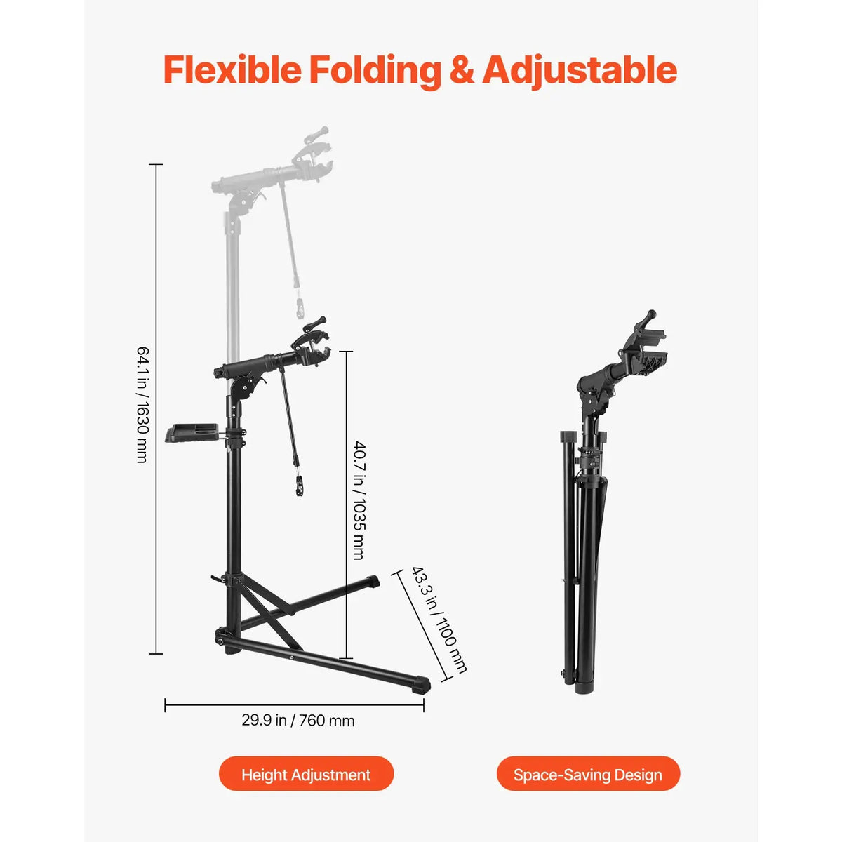 SucceBuy Bike Repair Stand 66/85/88/110lb Heavy-duty Bicycle Work Stand Foldable Bicycle Maintenance Rack for Mountain&Road Bike - Nexvibe
