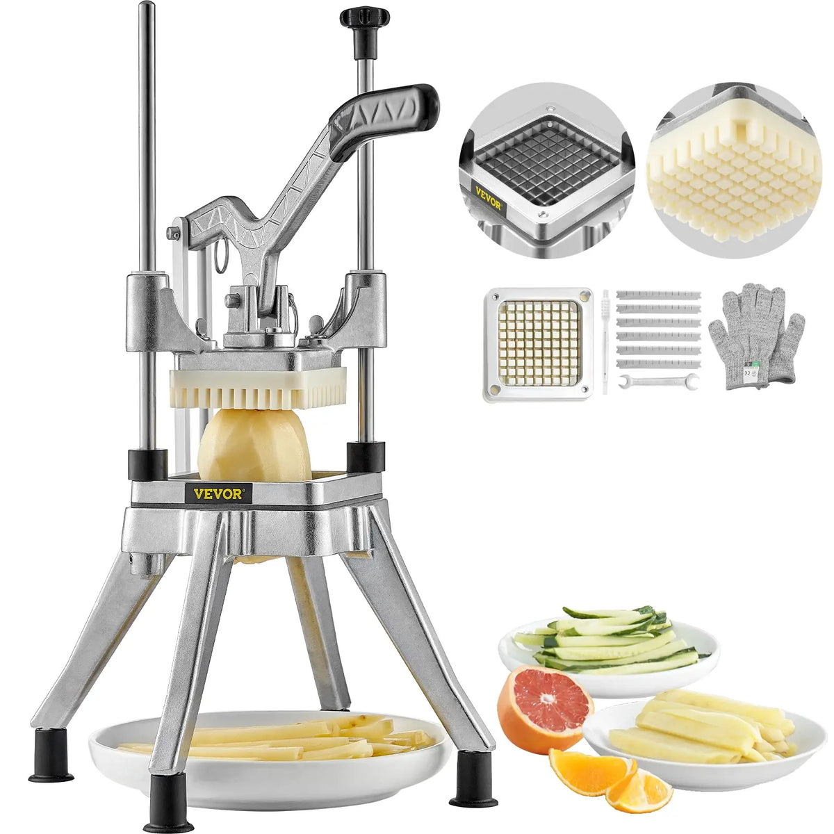 SucceBuy Commercial Vegetable Fruit Heavy Duty Professional Food Dicer Kattex French Fry Cutter Onion Slicer Stainless Steel - Nexvibe
