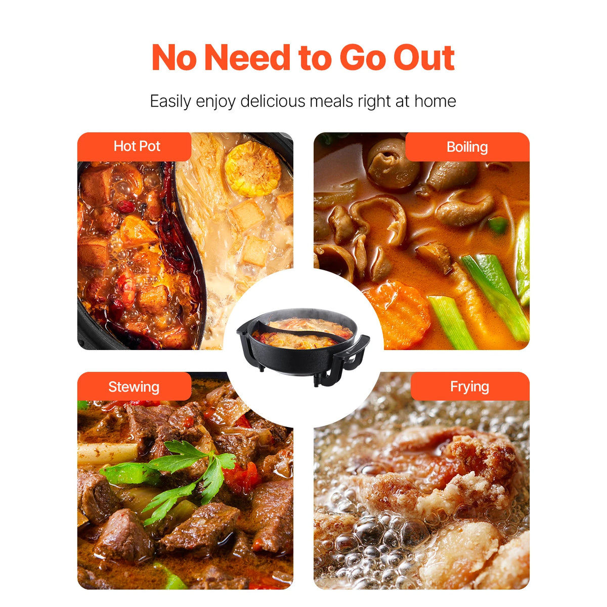 SucceBuy Electric Hot Pot 5 L Double-flavor Shabu Shabu Pot Non-Stick Electric Cooker with Divider Glass Lid for 6-10