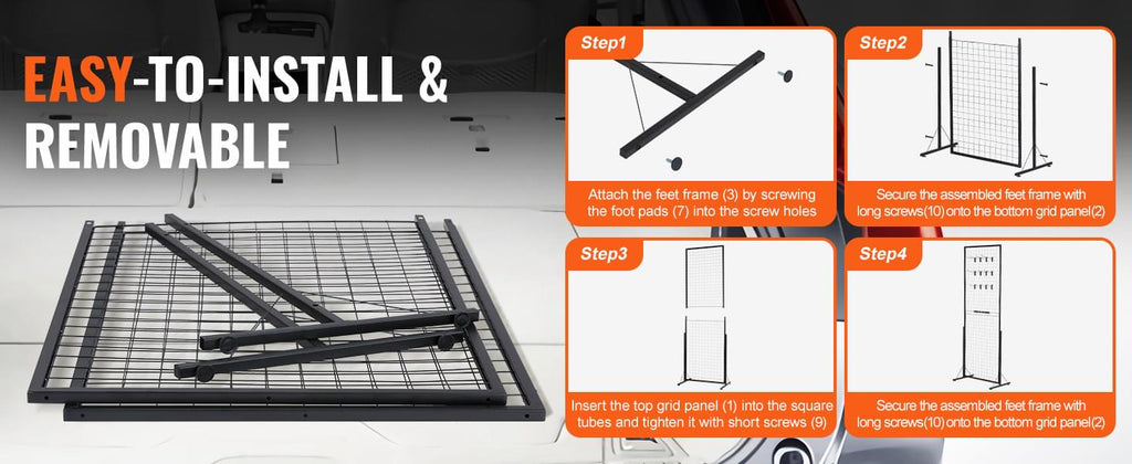 SucceBuy Grid Wall Panels Tower Wire Gridwall Display Racks Double Side Gridwall Panels for Art Craft Shows Retail Shop w/ Hooks - Nexvibe