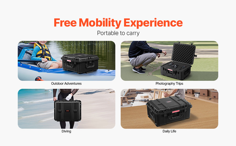 SucceBuy IP67 Weatherproof Hard Case Heavy Duty Protective Case w/ Pre-cut Foam and Handles for Travel Hunting Military