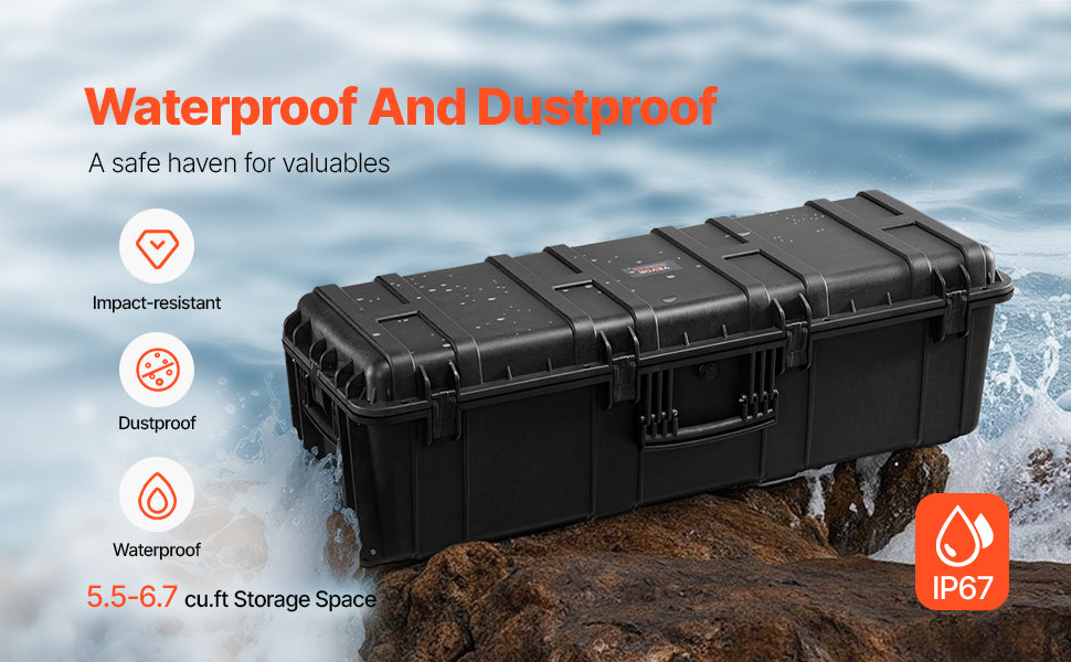 SucceBuy IP67 Weatherproof Hard Case Heavy Duty Protective Case w/ Pre-cut Foam and Handles for Travel Hunting Military