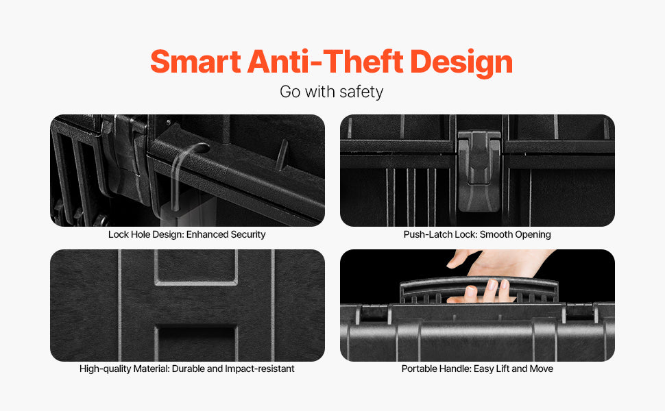 SucceBuy IP67 Weatherproof Hard Case Heavy Duty Protective Case w/ Pre-cut Foam and Handles for Travel Hunting Military