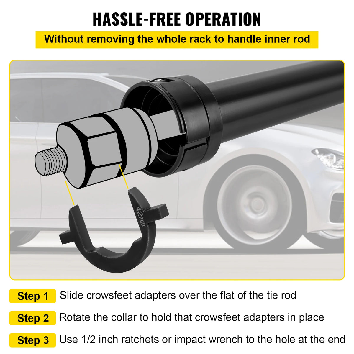SucceBuy Inner Tie Rod Tool Kit 12 Pcs Tie Rod Removal Tool 12 Pcs Crowfoot Adapters Master Inner Tie Rod Tool Set Tie