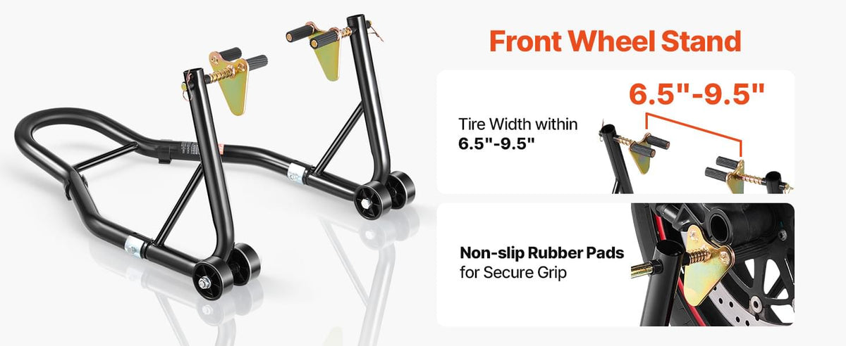 SucceBuy Motorcycle Stand Lift 850lbs Front Rear Combo Stand Lift Stand Front&Rear Wheel Fork Stand Heavy Duty Rear