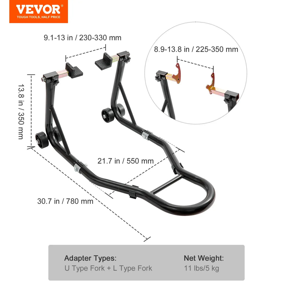 SucceBuy Motorcycle Stand Lift 850lbs Front Rear Combo Stand Lift Stand Front&Rear Wheel Fork Stand Heavy Duty Rear