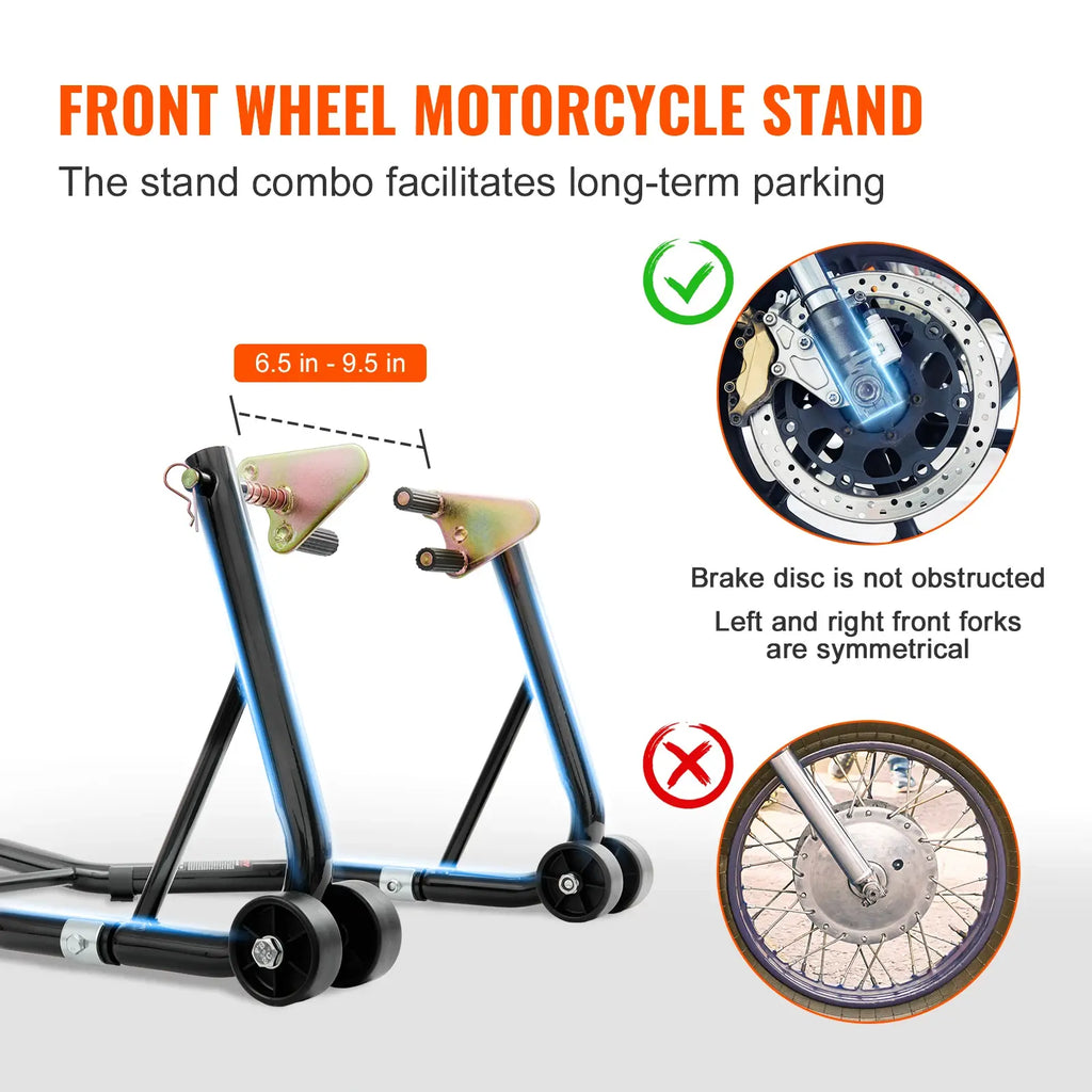 SucceBuy Motorcycle Stand Lift 850lbs Front Rear Combo Stand Lift Stand Front&Rear Wheel Fork Stand Heavy Duty Rear