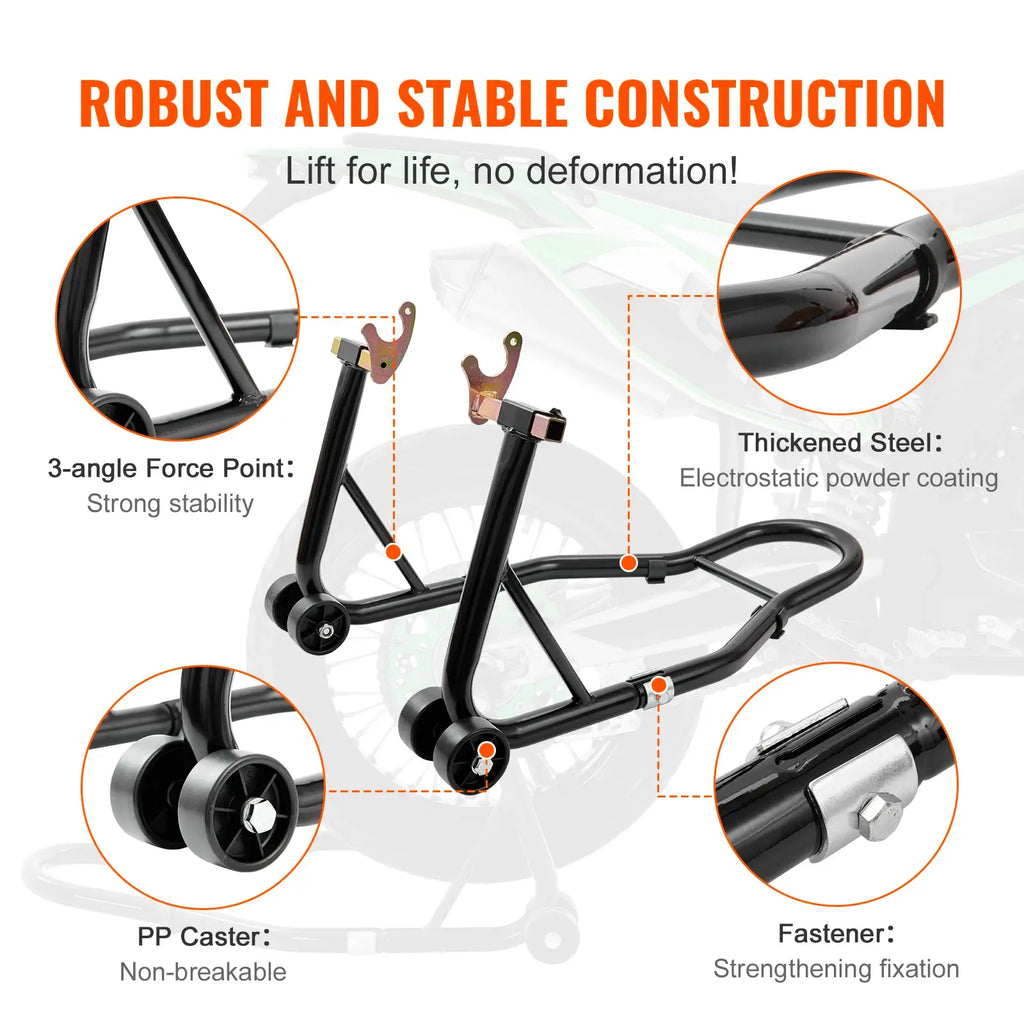 SucceBuy Motorcycle Stand Lift 850lbs Front Rear Combo Stand Lift Stand Front&Rear Wheel Fork Stand Heavy Duty Rear
