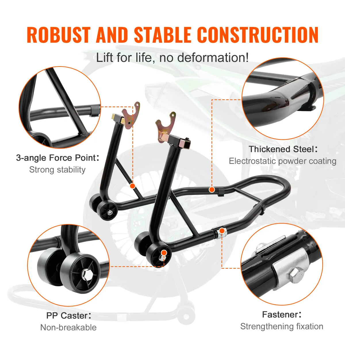 SucceBuy Motorcycle Stand Lift 850lbs Front Rear Combo Stand Lift Stand Front&Rear Wheel Fork Stand Heavy Duty Rear