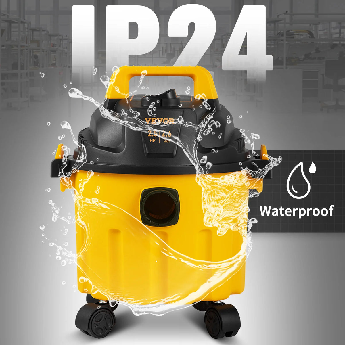 SucceBuy Wet Dry Vac 2.6 Gallon 2.5 Peak HP 3 in 1 Portable Shop Vacuum with Blowing Function Attachment Storage