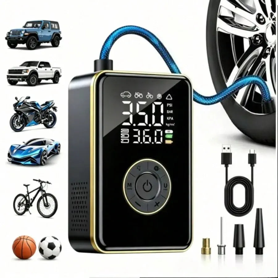 Tire Inflator Portable Air Compressor,150 PSI Cordless Mini Air Bike Auto Shut-Off Pump with Digital Display Pressure