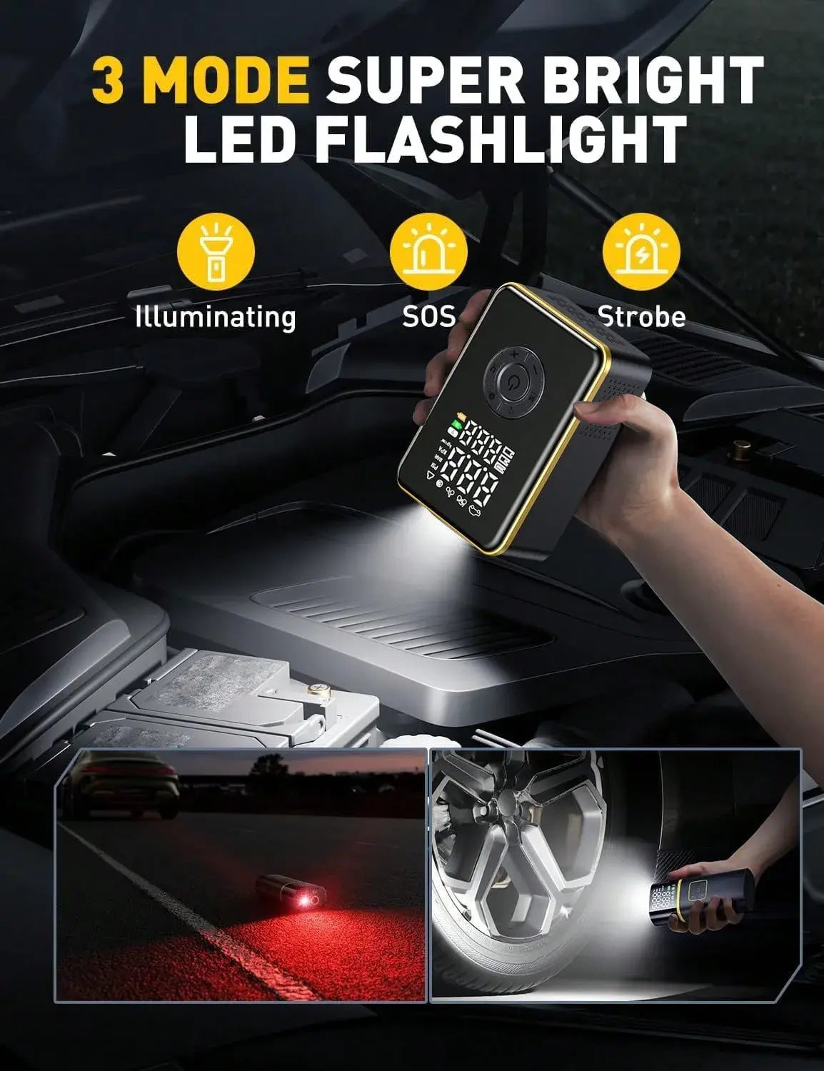 Tire Inflator Portable Air Compressor,150 PSI Cordless Mini Air Bike Auto Shut-Off Pump with Digital Display Pressure