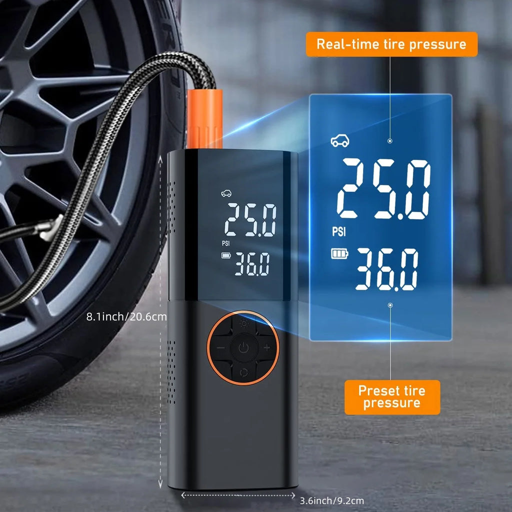 Tire Inflator Portable Air Compressor Air Pump for Car Tires with LED Lights&Pressure Gauge for Auto Motorcycles Bikes