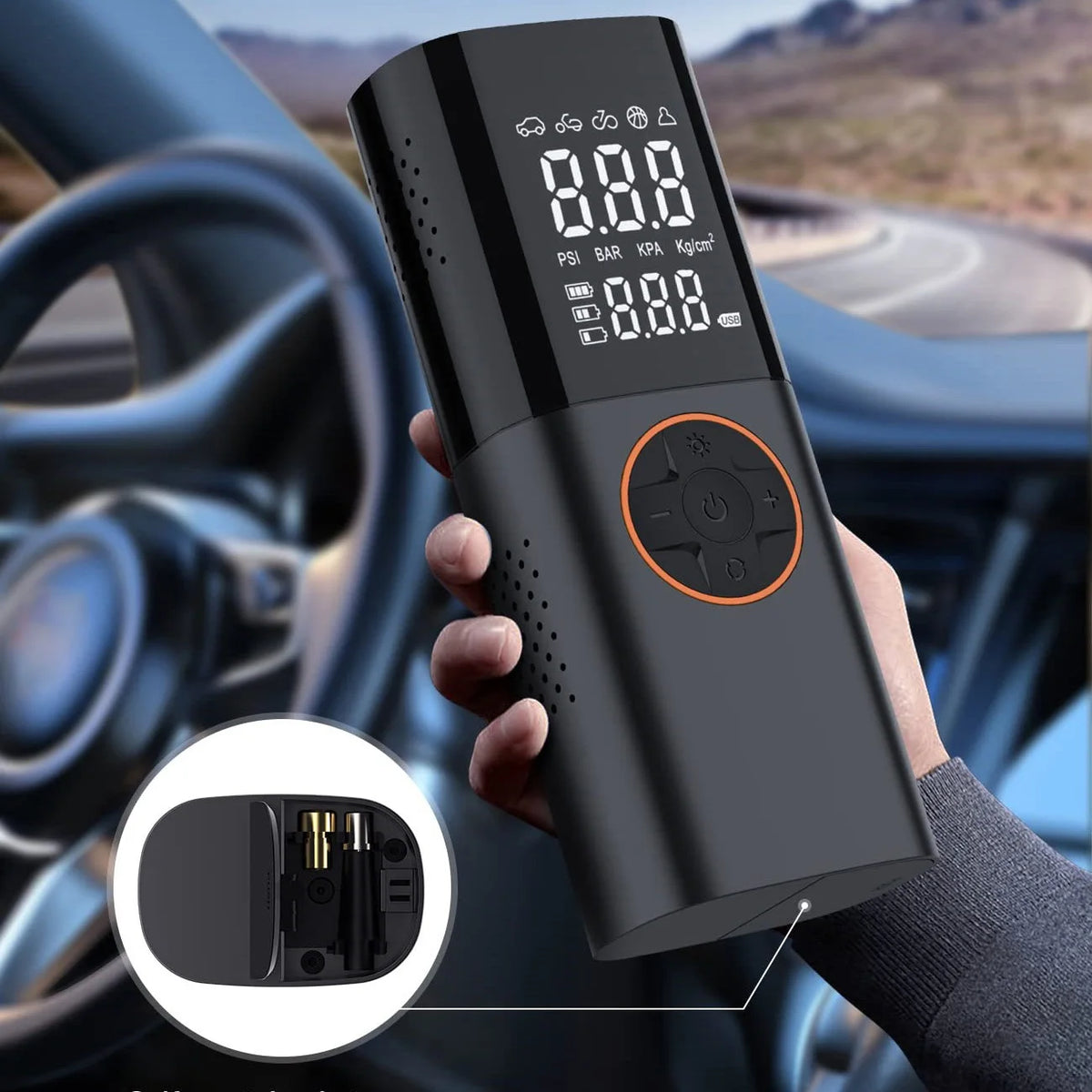 Tire Inflator Portable Air Compressor Air Pump for Car Tires with LED Lights&Pressure Gauge for Auto Motorcycles Bikes