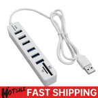 USB 6 Port Extension Hub High Speed Transmission Memory TF Splitter Adapter Plug and Play USB 2.0 for Laptop Computer PC - Nexvibe