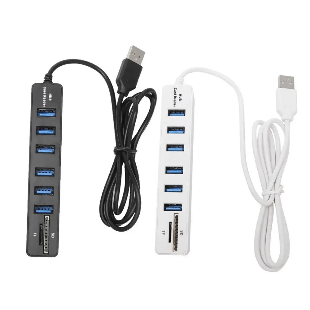 USB 6 Port Extension Hub High Speed Transmission Memory TF Splitter Adapter Plug and Play USB 2.0 for Laptop Computer PC - Nexvibe