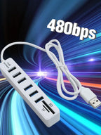 USB 6 Port Extension Hub High Speed Transmission Memory TF Splitter Adapter Plug and Play USB 2.0 for Laptop Computer PC - Nexvibe