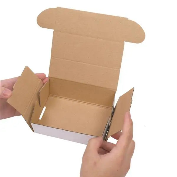 US Stock 50pack Box Mailers Corrugated Paper Boxes 6x4x2 ’(15.2 * 10 * 5cm) White Outside and Yellow Inside - United