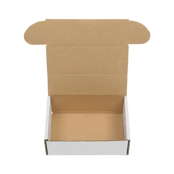 US Stock 50pack Box Mailers Corrugated Paper Boxes 6x4x2 ’(15.2 * 10 * 5cm) White Outside and Yellow Inside - United