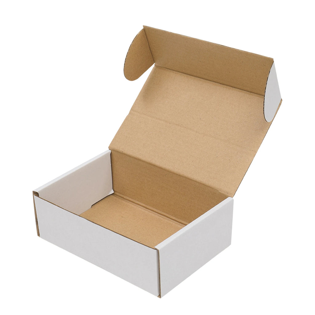US Stock 50pack Box Mailers Corrugated Paper Boxes 6x4x2 ’(15.2 * 10 * 5cm) White Outside and Yellow Inside - United