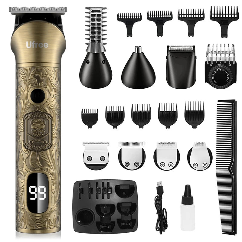 Ufree Beard Trimmer for Men Electric Razor Shaver Cordless Hair Clipper Shaving Kit for Mustache Body Nose Ear Hair