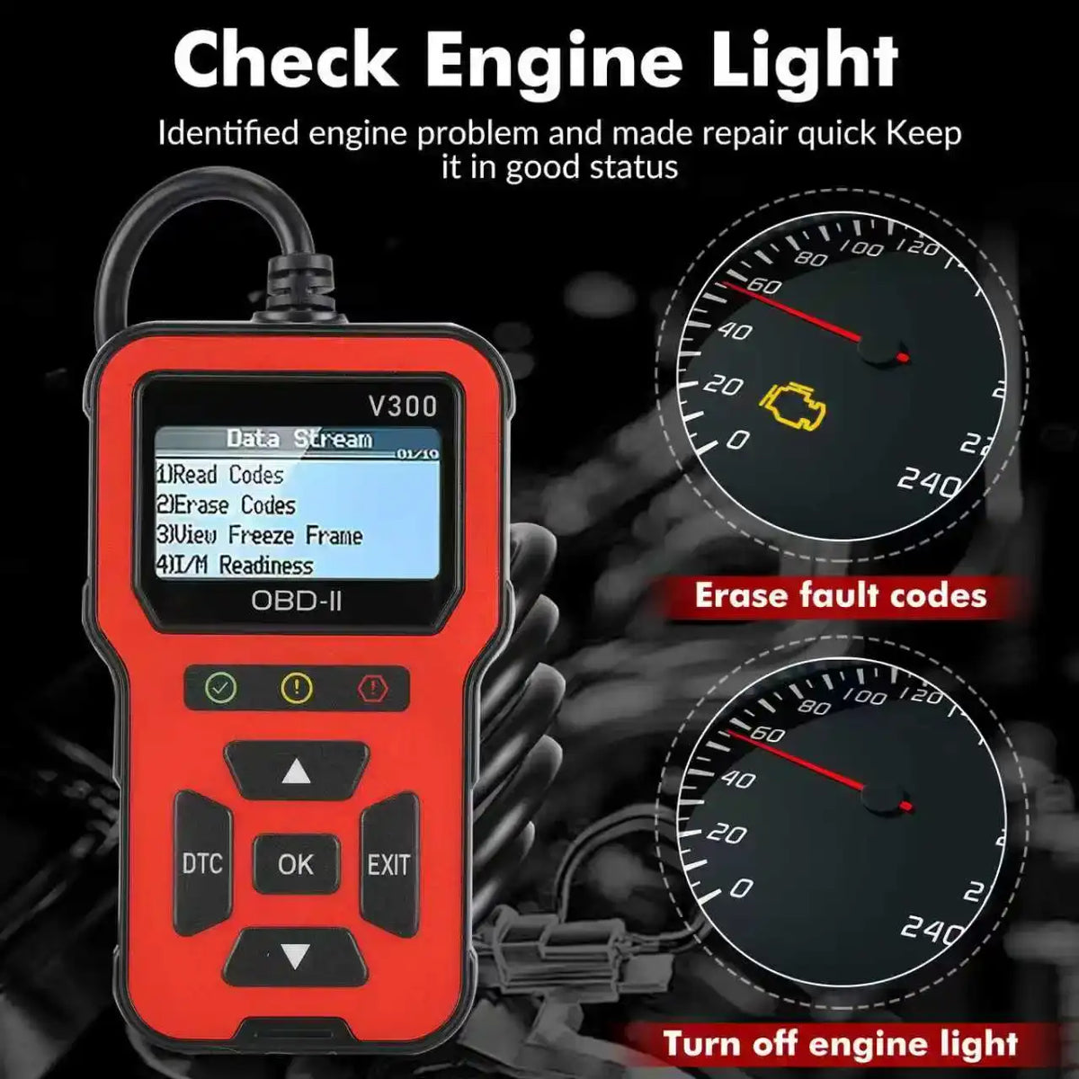 V300 OBD Scanner Car Diagnostic Tool with Color Screen Auto Scanner for Cars Code Reader Check Engine Light Fix OBD2