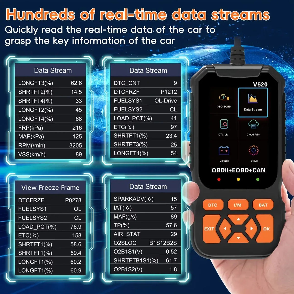 V520 OBD2 Car Diagnostic Scanner – All-in-One Diagnostic Tool for Identifying and Troubleshooting Vehicle Issues.