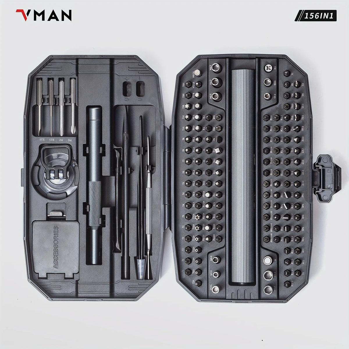VMAN 156-in-1 Mini Electric Screwdriver Set Precision Repair Tools with Magnetic Phillips Screw Driver Bits for iPhone
