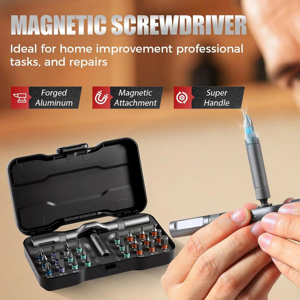 VMAN 24in1 Multifunction Ratchet Screwdriver Set Multi Magnetic Bits Mini Repair Tool Kit Household Tool For PC & Desk