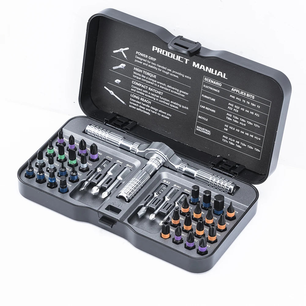 VMAN 40in1 Multifunction Ratchet Screwdriver Set Multi Magnetic Bits Mini Repair Tool Kit Household Tool For PC &