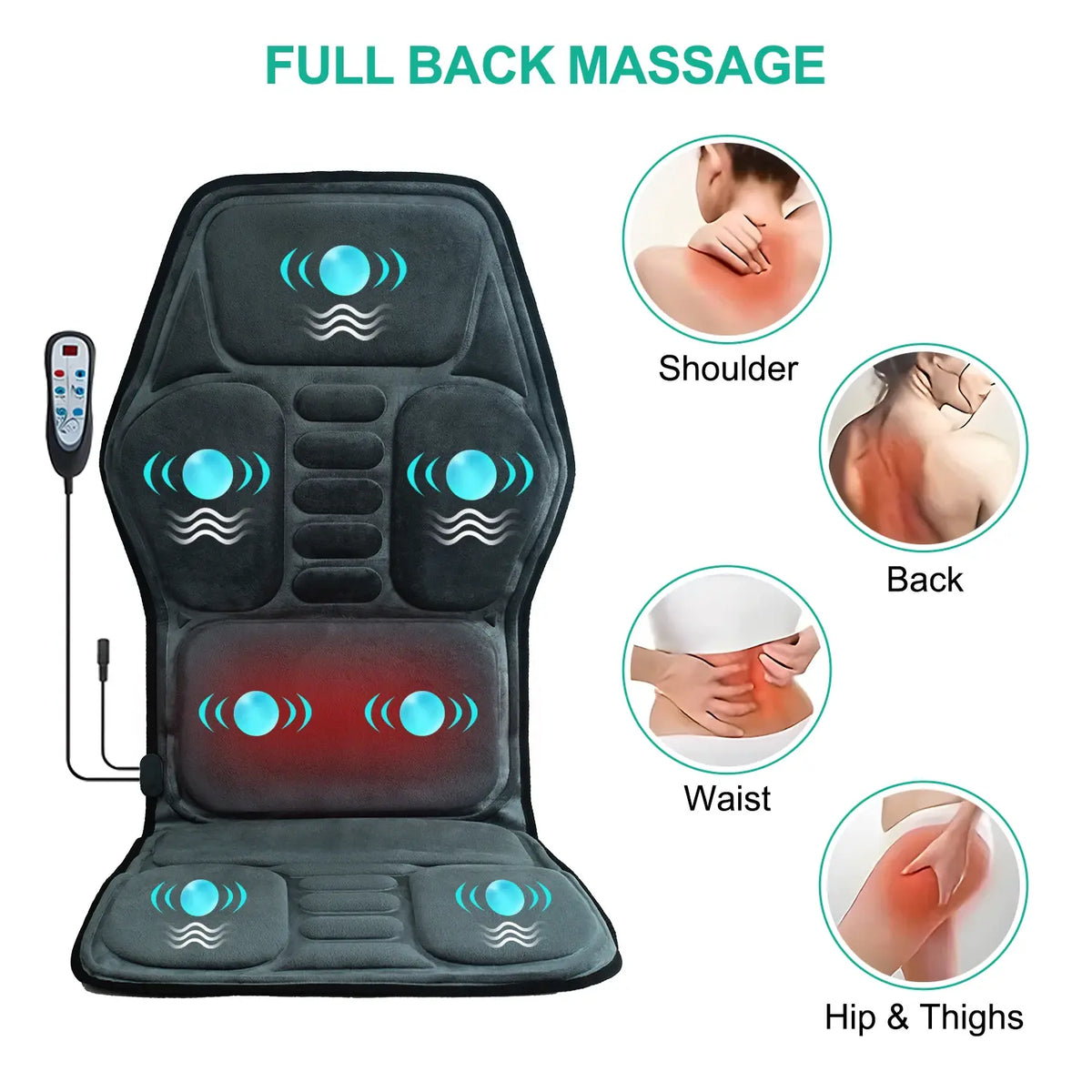 Vibration Back Massager Seat Cushion with Heat,Massage Chair Pad,Chair Massager for Pain Relief at Office/Home,Gifts for Parents - Nexvibe