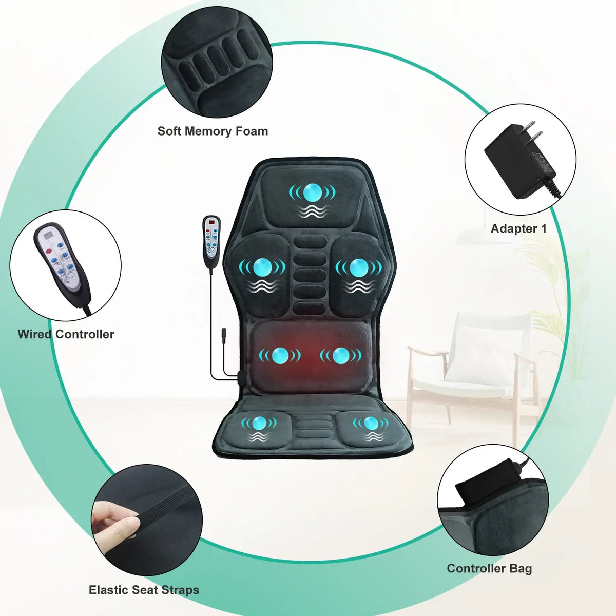 Vibration Back Massager Seat Cushion with Heat,Massage Chair Pad,Chair Massager for Pain Relief at Office/Home,Gifts for Parents - Nexvibe