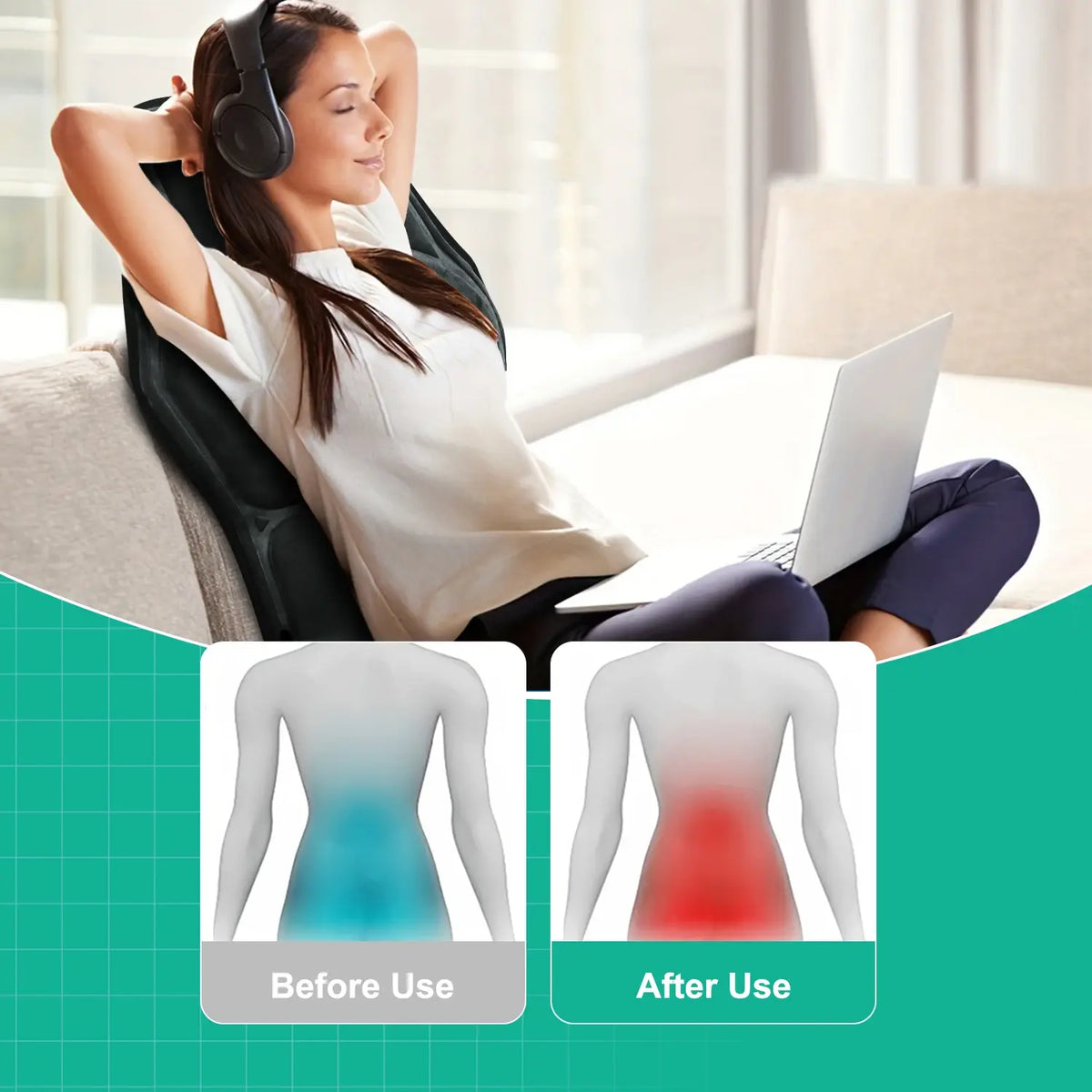 Vibration Back Massager Seat Cushion with Heat,Massage Chair Pad,Chair Massager for Pain Relief at Office/Home,Gifts for Parents - Nexvibe