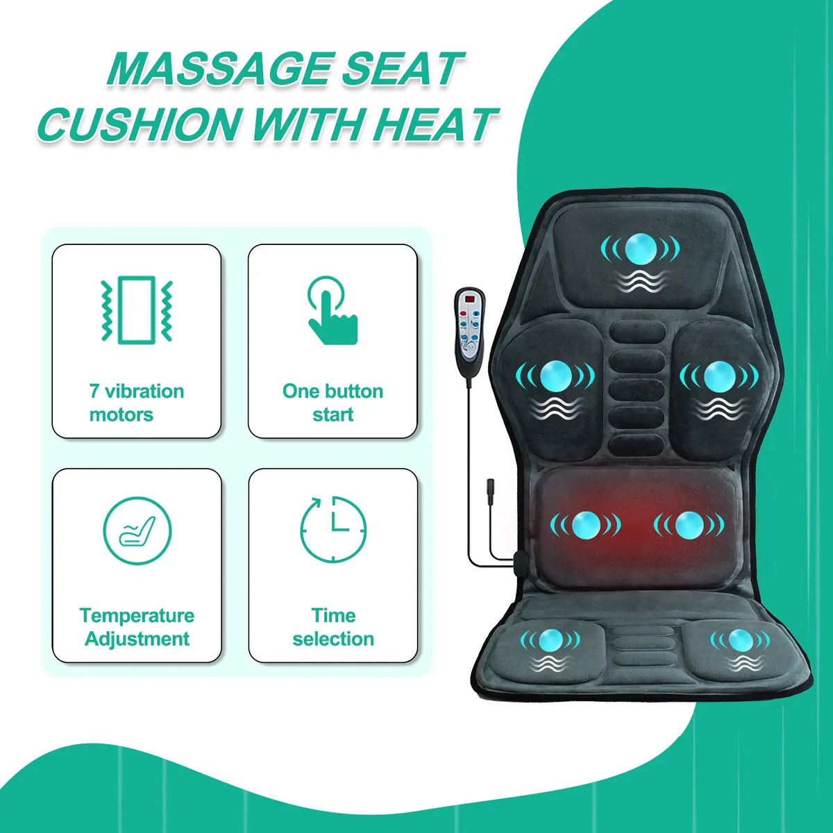 Vibration Back Massager Seat Cushion with Heat,Massage Chair Pad,Chair Massager for Pain Relief at Office/Home,Gifts for Parents - Nexvibe
