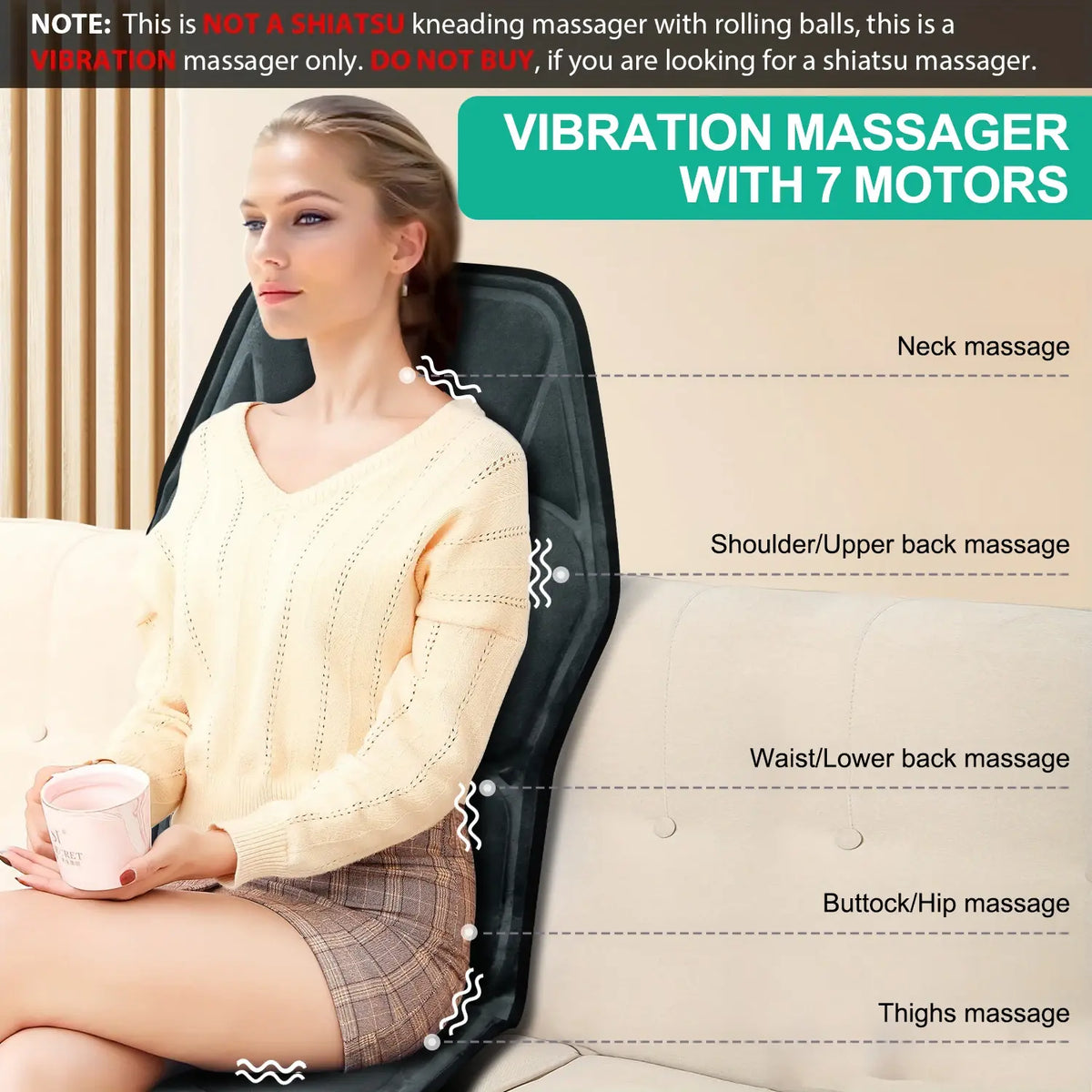 Vibration Back Massager Seat Cushion with Heat,Massage Chair Pad,Chair Massager for Pain Relief at Office/Home,Gifts for Parents - Nexvibe