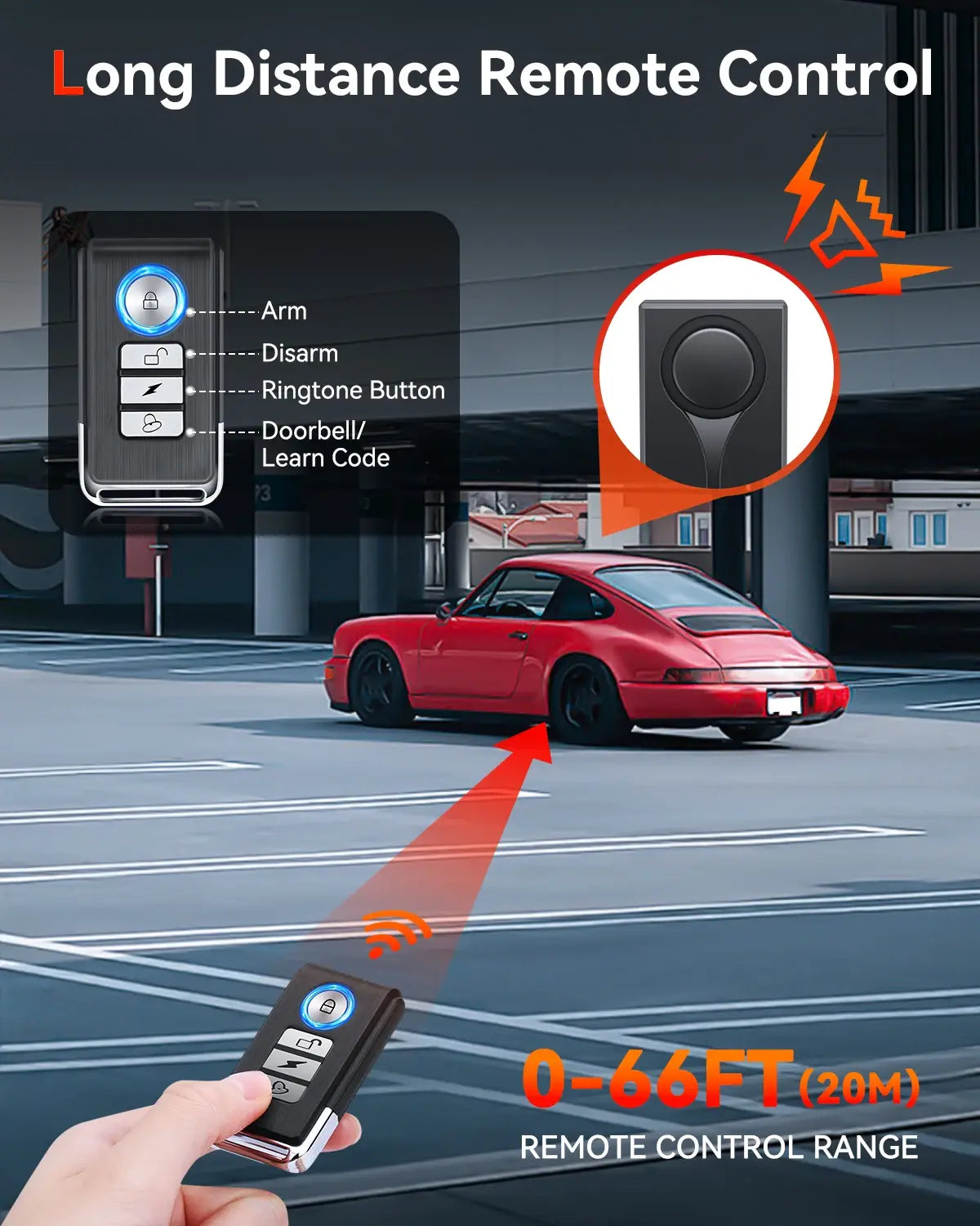 Wireless Car Vibration Burglar Alarm With Light 108dB Loud Car Door And Window Anti Theft Alarm Bike Motorcycle Security Alarm - Nexvibe