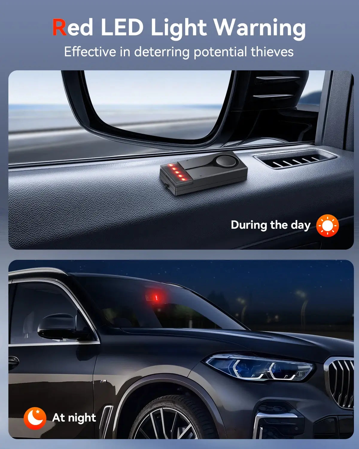 Wireless Car Vibration Burglar Alarm With Light 108dB Loud Car Door And Window Anti Theft Alarm Bike Motorcycle Security Alarm - Nexvibe