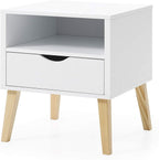 Mid-Century Modern Jeff Night Stand, End Table Bed Room Accent Side Table, White