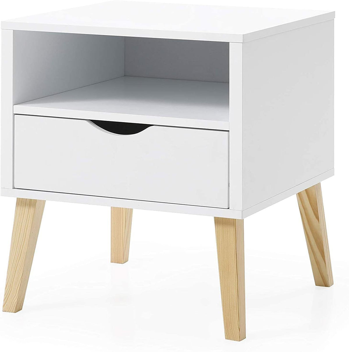 Mid-Century Modern Jeff Night Stand, End Table Bed Room Accent Side Table, White