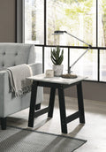 Kenzo 19' Black End Table with Faux Marble Top Finish